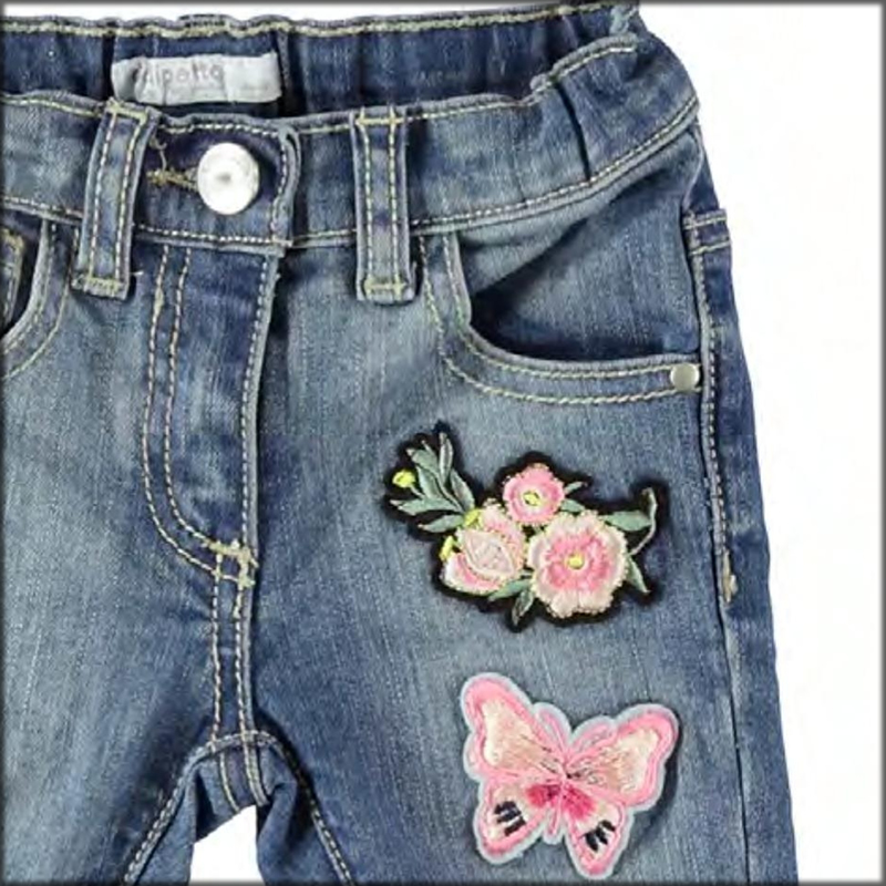 Jeans lungo con toppe 5u223 bambina dodipetto - jeans