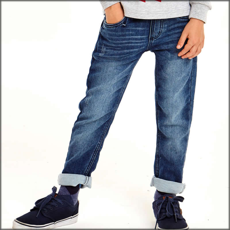 Jeans lungo elastico senza bottone 4v764 ragazzo ido - navy
