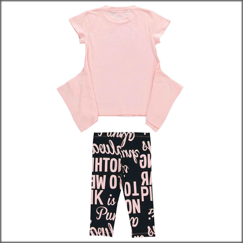 Completo maxi maglia e leggings 4w582 ragazza ido - rosa