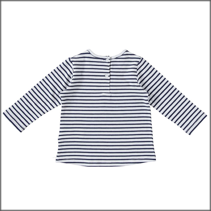 T-shirt manica lunga rigata 4w328 bambina ido - navy