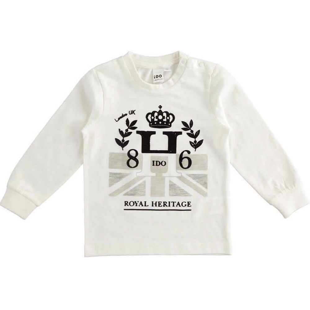 T-shirt caldo cotone 4k526 neonato ido - panna