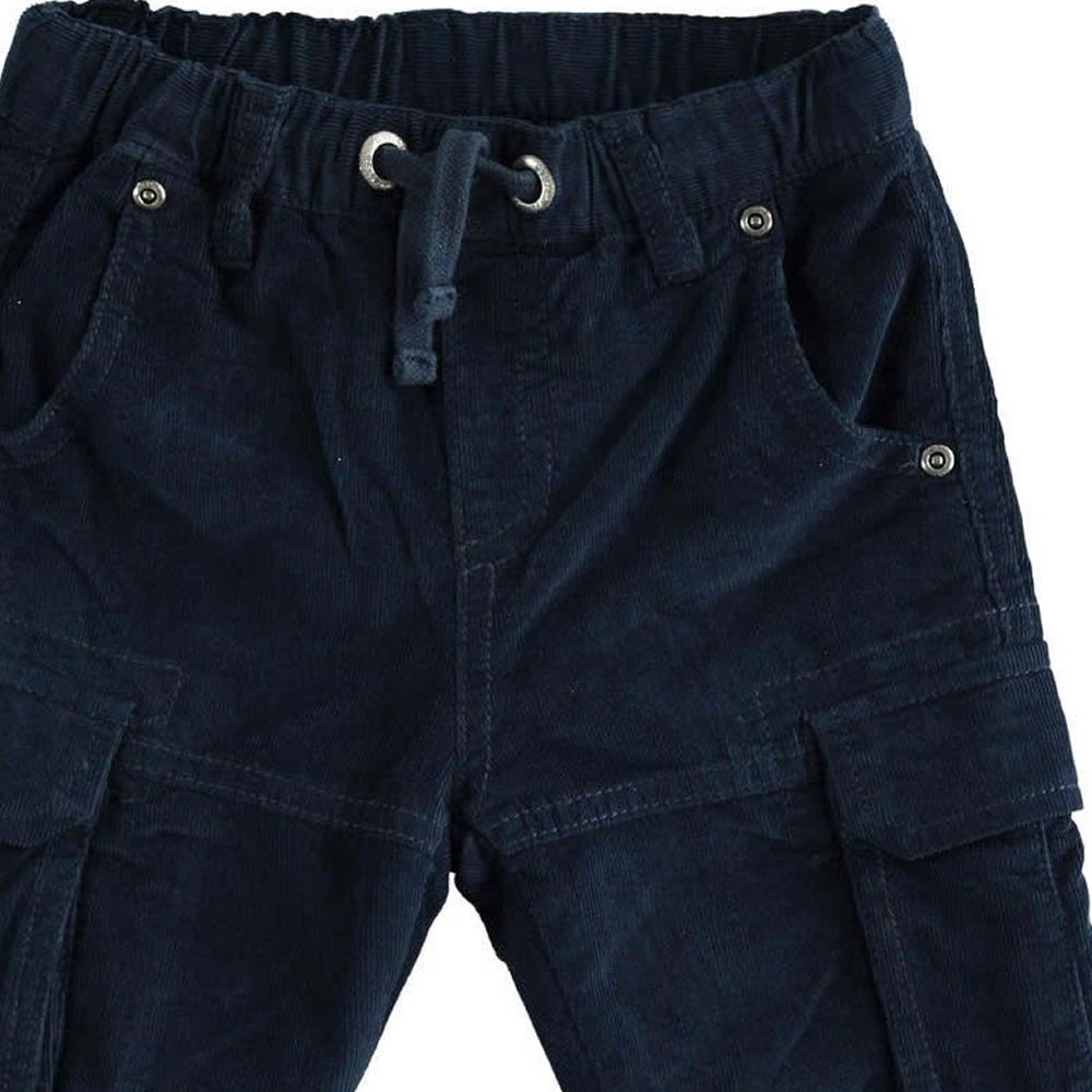 Pantalone lungo con tasconi in velluto 4k567 bambino ido - navy