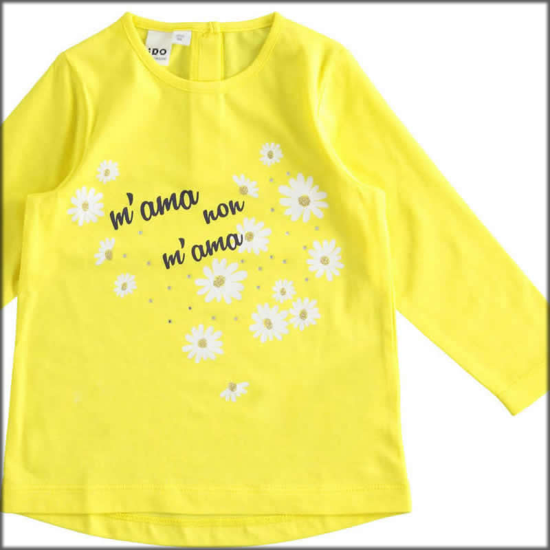 T-shirt manica lunga cotone 4j329 neonata ido - giallo