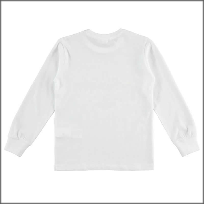 T-shirt manica lunga in cotone 4j013 bambino ido bianco