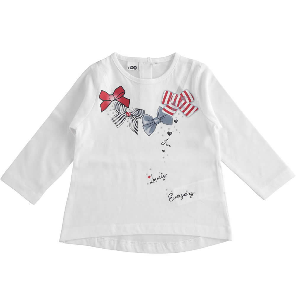 T-shirt manica lunga stampata 4.2271 bambina ido bianco
