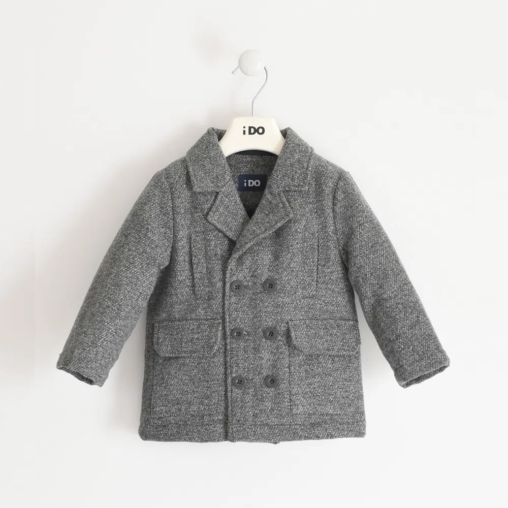 Cappotto in lana cotta per bambino 4.3498 ido grigio melange