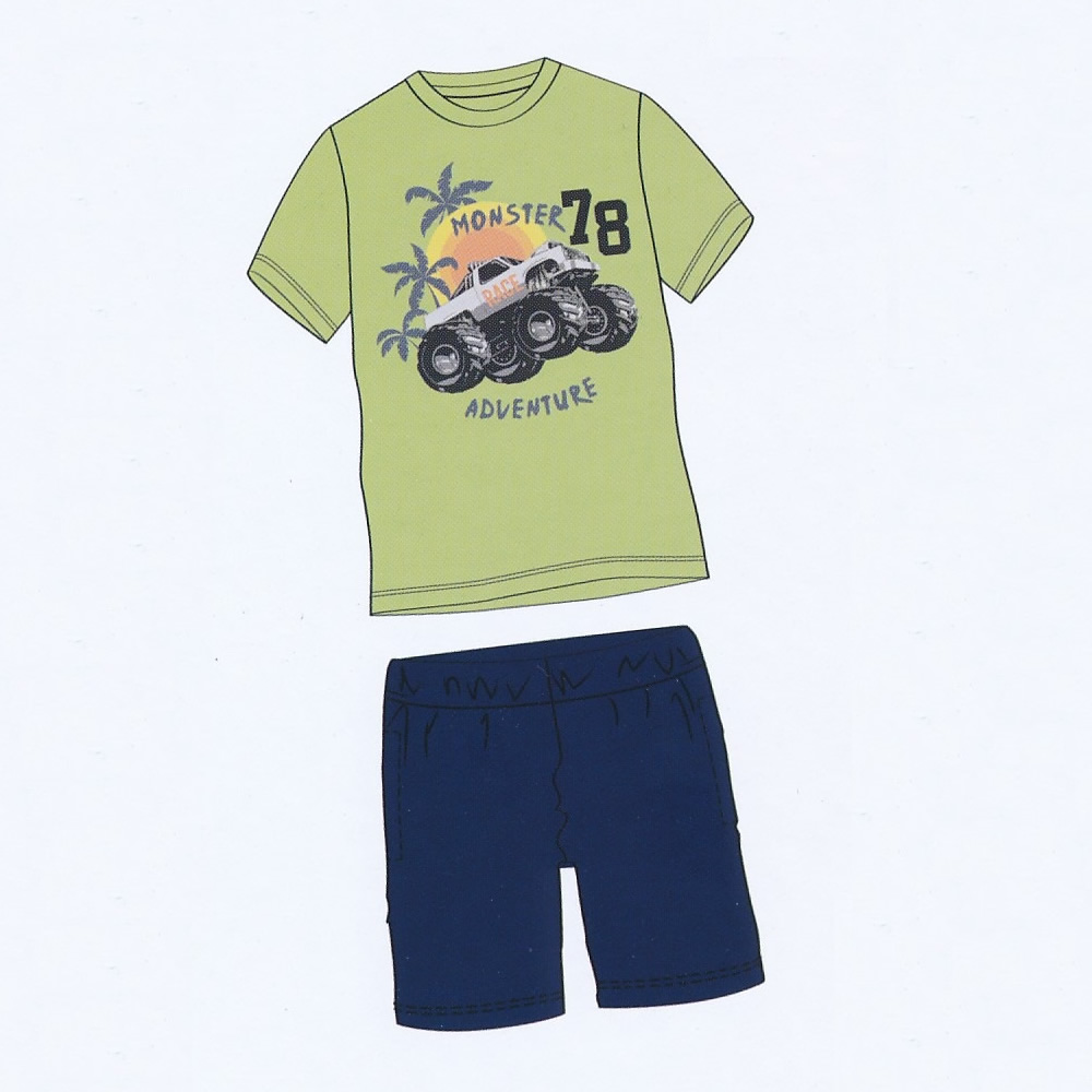 Completo t-shirt e pantaloncino gp1016 bambino il granchietto lime