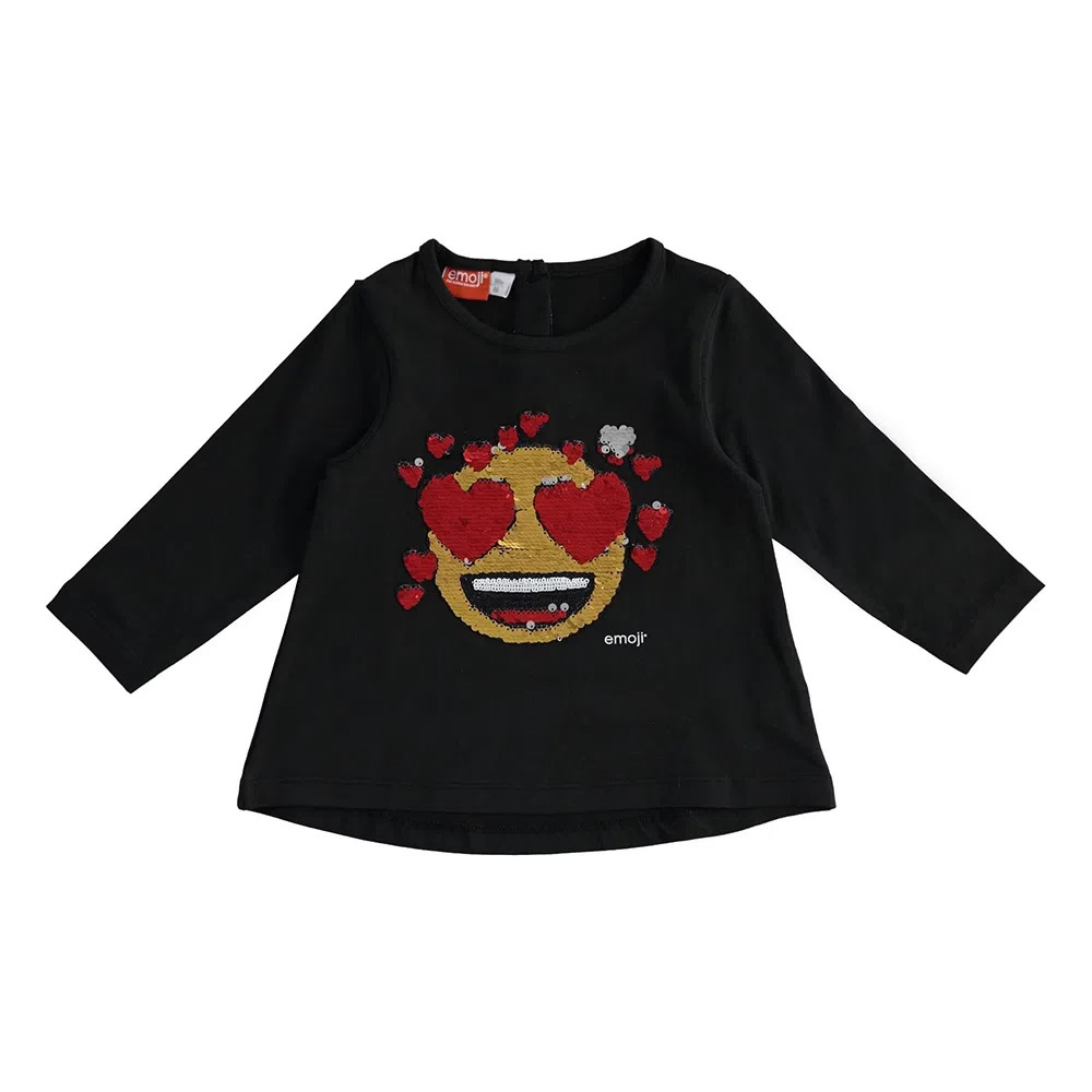 T-shirt caldo cotone 4.3636 emoji bambina ido nero
