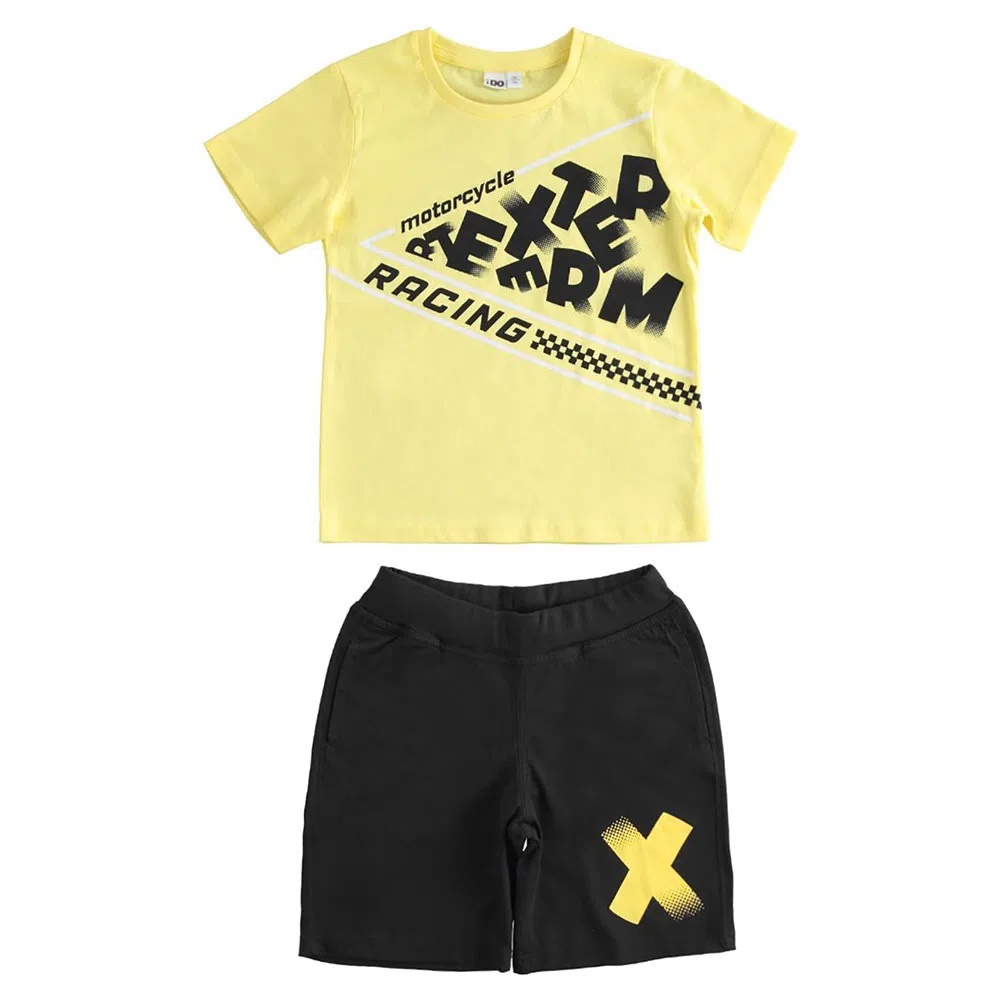 Completo t-shirt e pantaloncino corto 4.4019 per ragazzo ido giallo nero