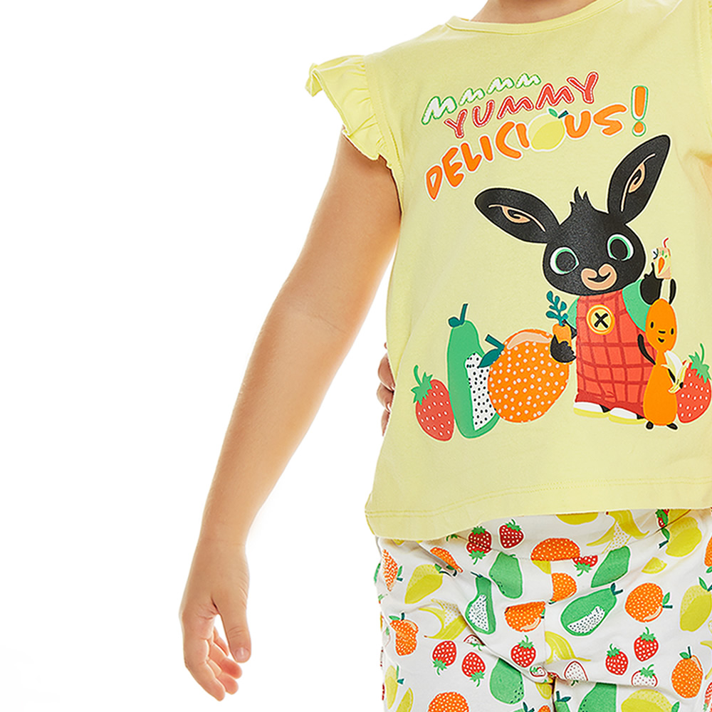 Completo bing t-shirt e pantaloncino 4.4772 per bambina ido giallo