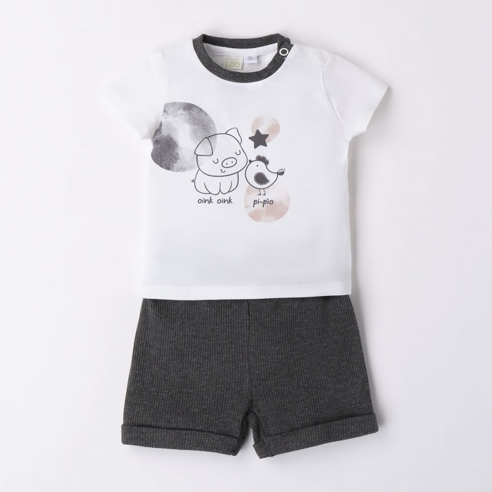 Completo t-shirt e short 4.6079 per neonato ido mini bianco