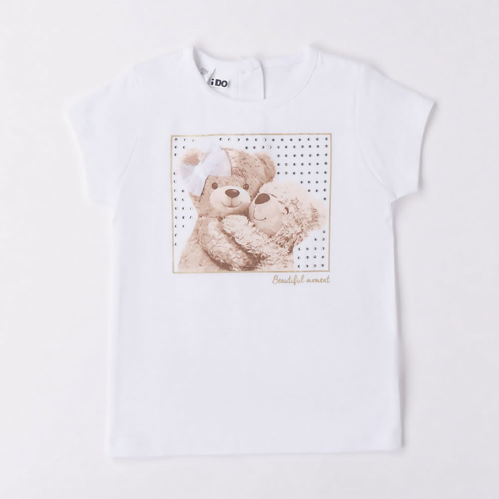 T-shirt manica corta con stampa 4.6740 neonata ido bianco