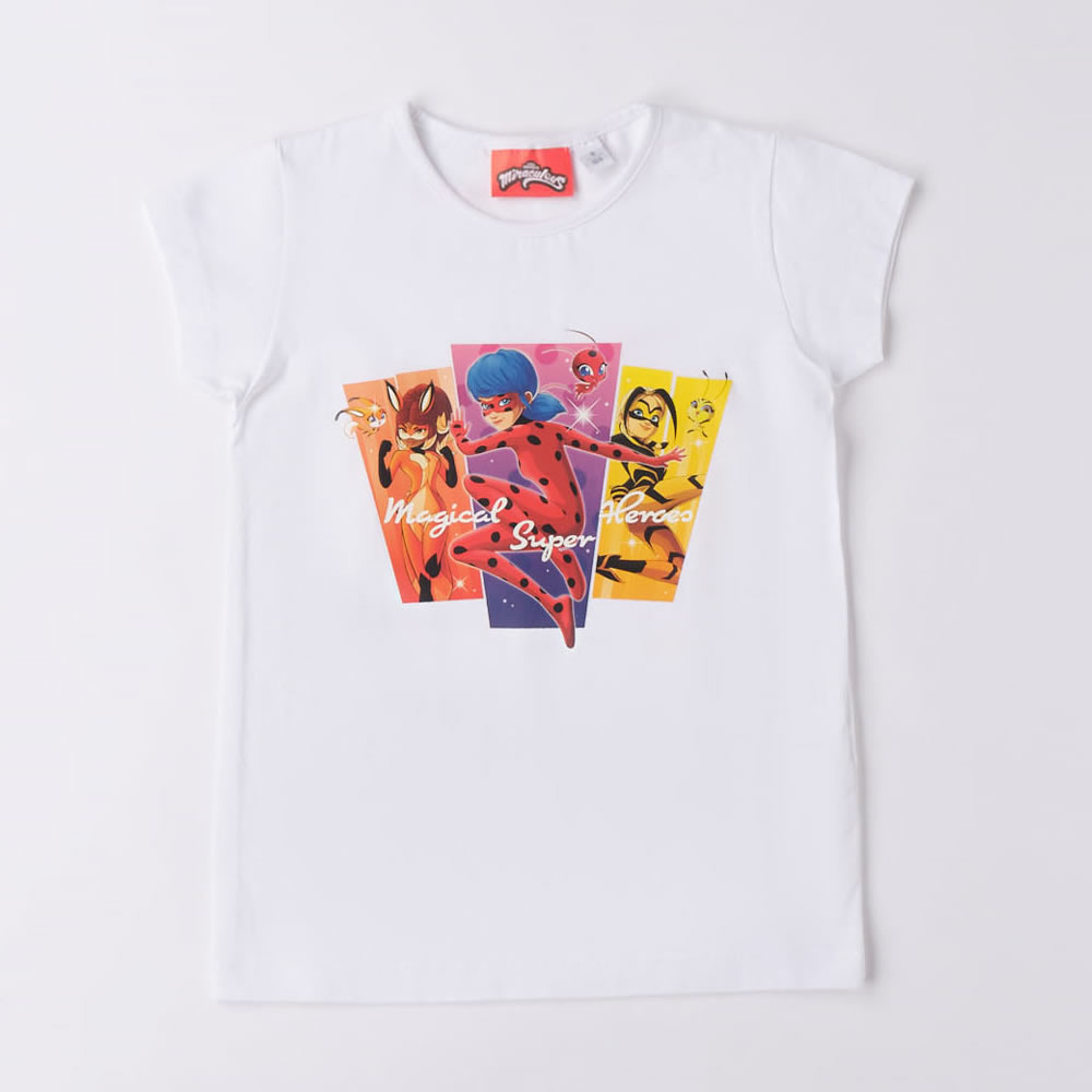 T-shirt manica corta miraculous 4.6753 bambina ido bianco
