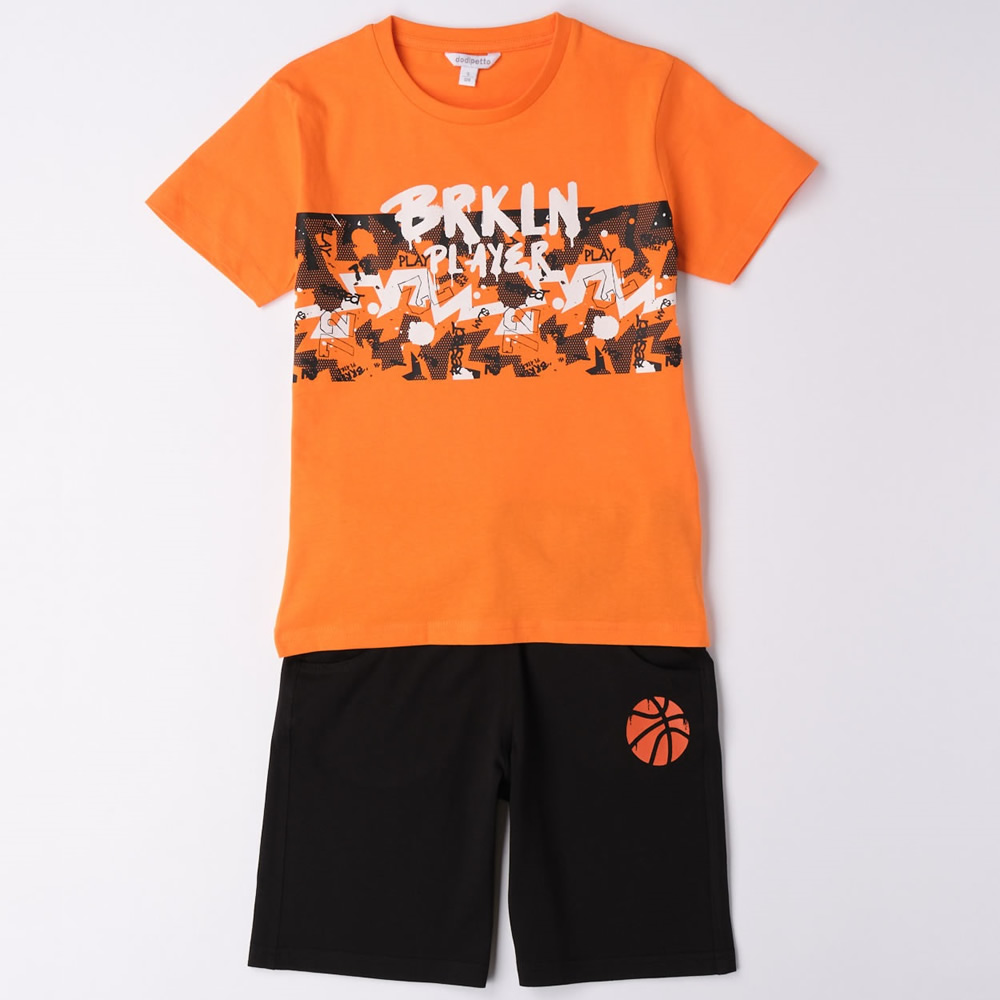 Completo t-shirt e short 6.6143 ragazzo dodipetto arancione
