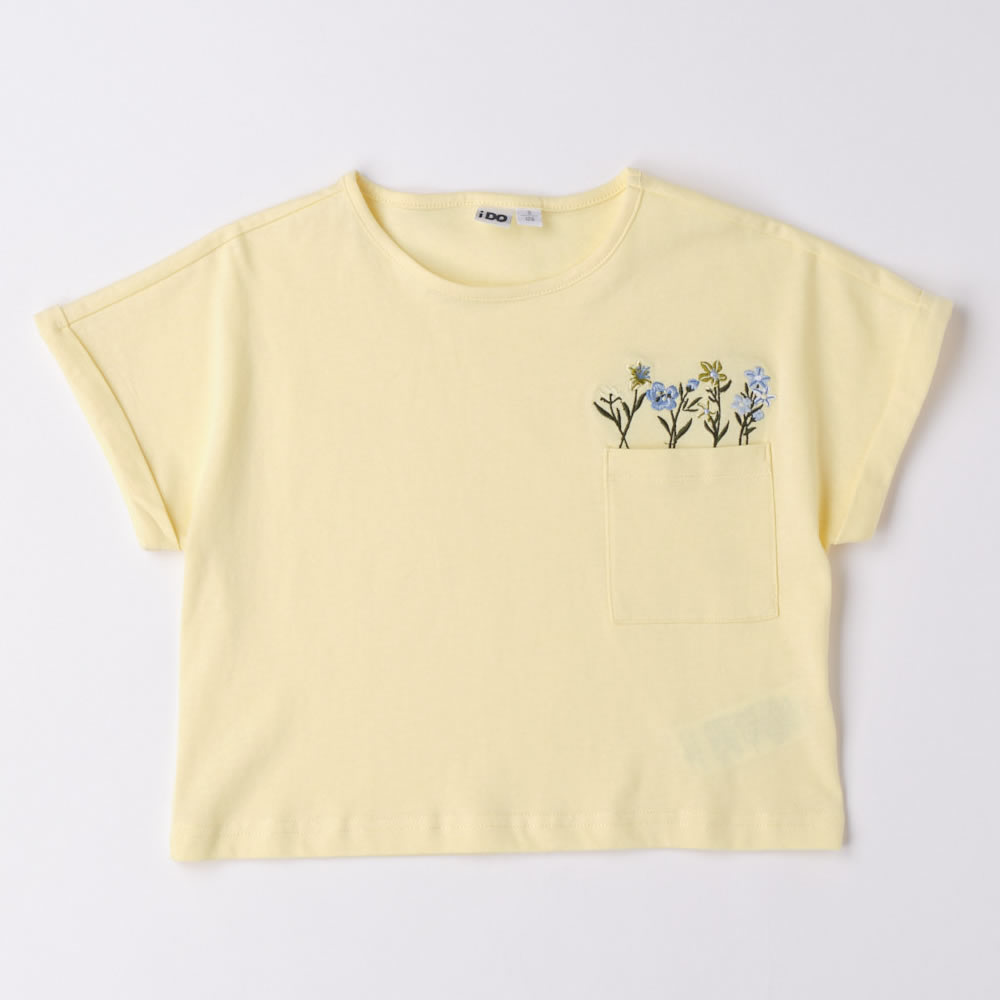 T-shirt manica corta fiore 4.6862 ragazza ido giallo