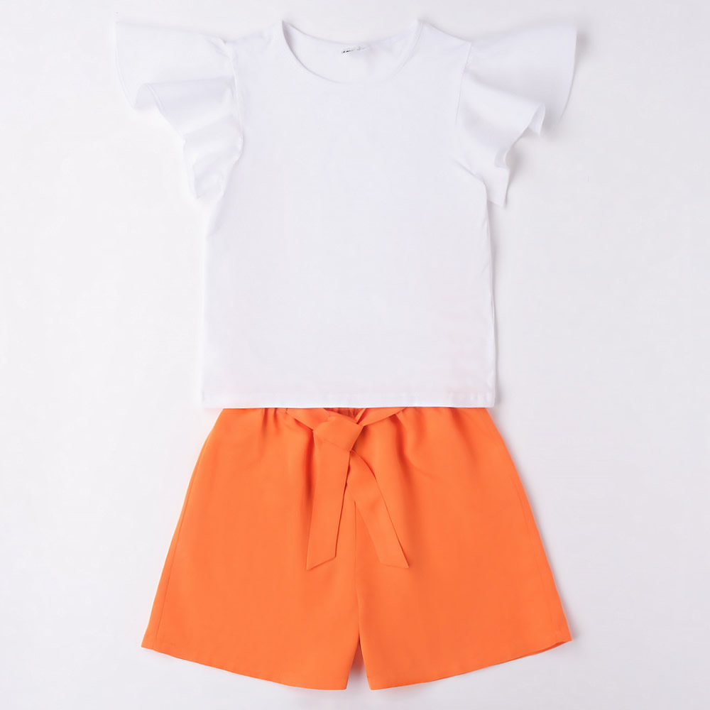 Completo t-shirt e bermuda 4.6560 ragazza ido bianco arancio