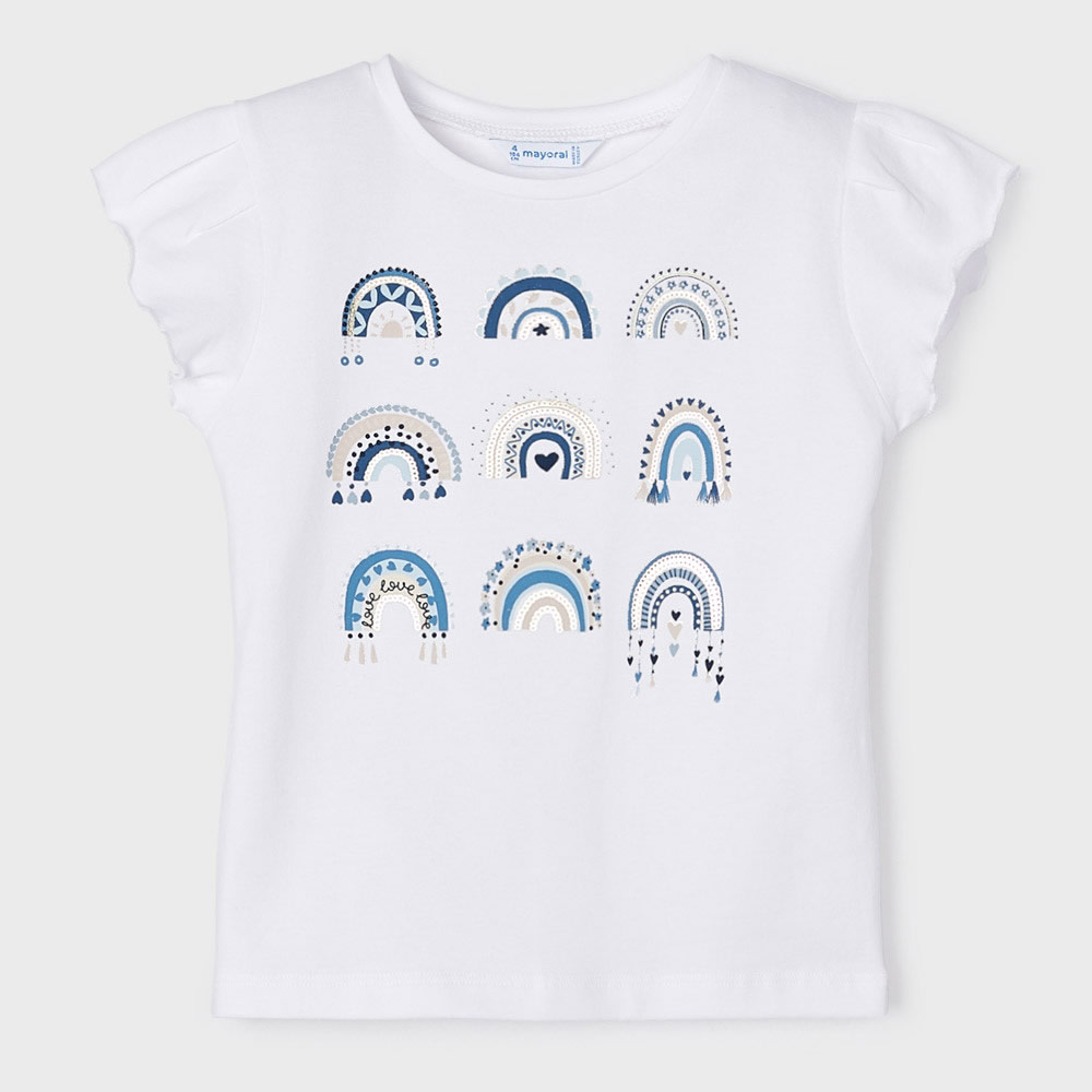 T-shirt manica corta stampata 3062 per bambina mayoral bianco