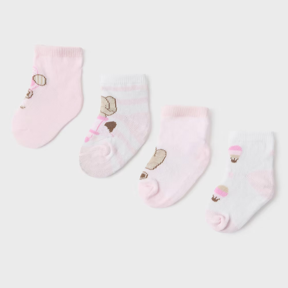 Set 4 calze corte cotone rosa baby 9706 neonata mayoral unica