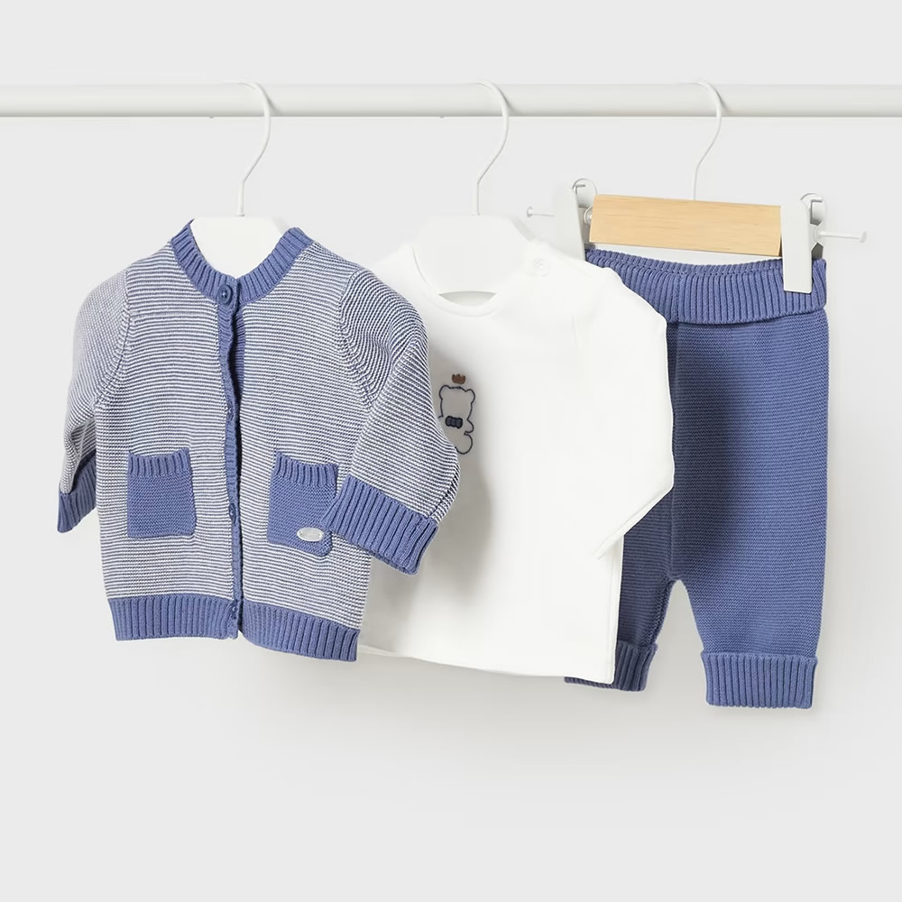 Completo tre pezzi 2513 in tricot per neonato mayoral winter