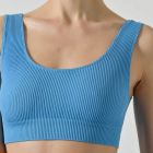 TOP COSTINA SARA IN MICROFIBRA AZZURRO RISALTI