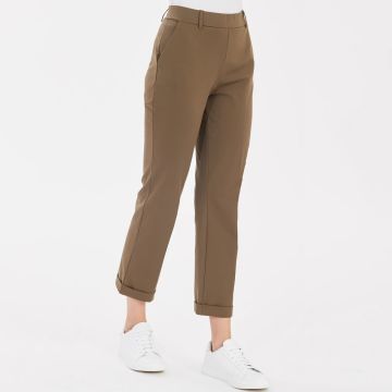 PANTALONE CON RISVOLTO DC70PP TINTA UNITA DONNA RAGNO