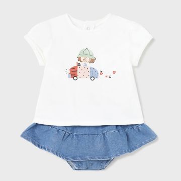 COMPLETO NEONATA 1831 T-SHIRT E GONNA DI JEANS MAYORAL