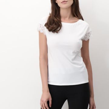 PULL ON TOPS COTTON LACE T-SHIRT 67331 DONNA OROBLU