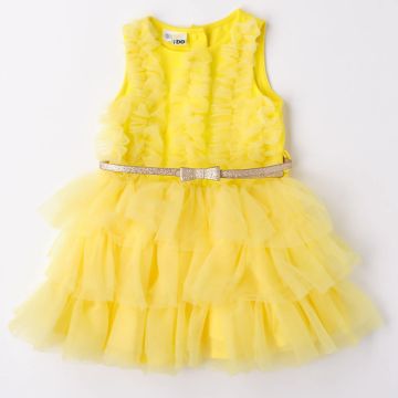 ABITO SMANICATO IN TULLE GIALLO 4.6311 NEONATA IDO