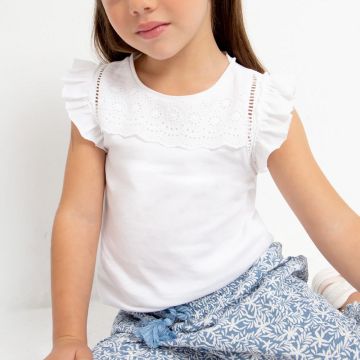 T-SHIRT SMANICATA 3074 CON PIZZO PER BAMBINA MAYORAL