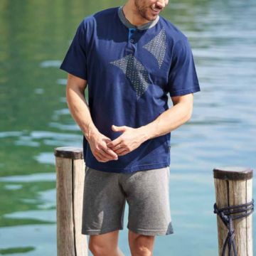 PIGIAMA T-SHIRT E PANTALONE CORTO 141480 PER UOMO NAVIGARE