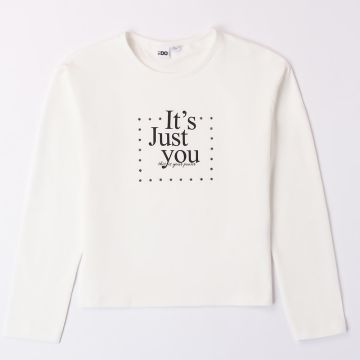T-SHIRT CALDO COTONE CON STRASS 4A852 RAGAZZA IDO