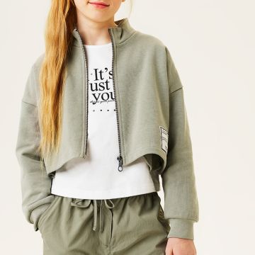 FELPA CORTA APERTA FULL ZIP TINTA UNITA 4A853 RAGAZZA IDO