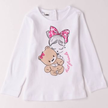 T-SHIRT MANICA LUNGA DI COTONE 4B369 G2 BAMBINA IDO
