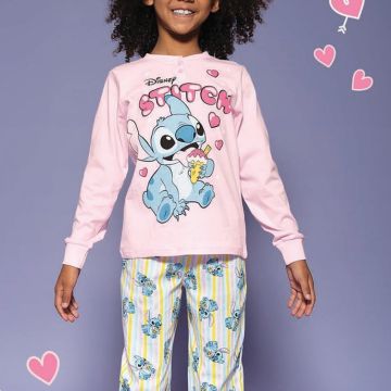 PIGIAMA STITCH 0742 LUNGO DI COTONE BAMBINA SABOR
