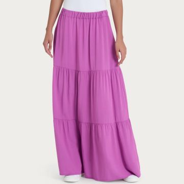 GONNA LUNGA A BALZE TINTA UNITA DP34UG DONNA RAGNO