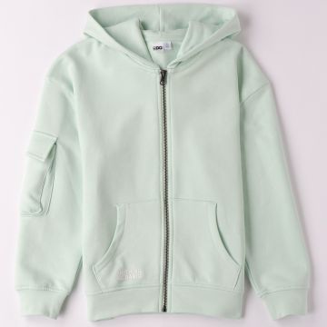FELPA APERTA CON CAPPUCCIO VERDE 4B596 UNISEX IDO
