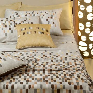 COMPLETO LETTO MOSAICO RASO DI COTONE MATRIMONIALE BORBONESE
