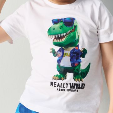 T-SHIRT MANICA CORTA DINOSAURO 4B463 BAMBINO IDO