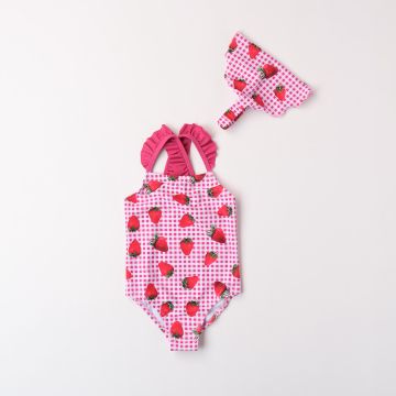COSTUME INTERO VICHY FRAGOLE 4B488 BAMBINA IDO