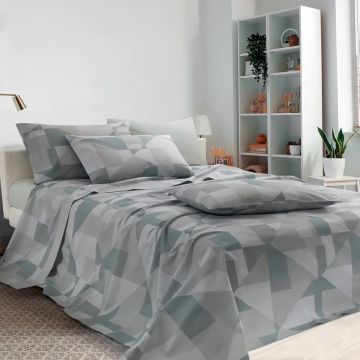 COMPLETO LENZUOLO COPRILETTO FRANCESE 140 GEOMETRIAS GABEL