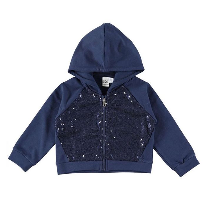 FELPA APERTA CON CAPPUCCIO E PAILLETTES 4W329 BAMBINA IDO main product photo