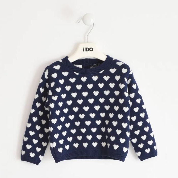 MAGLIONE GIROCOLLO CON CUORI 4.3572 NEONATA IDO main product photo