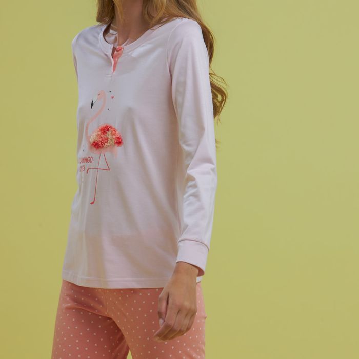 PIGIAMA DA DONNA LUNGO FLAMINGO 7667 DI COTONE NOI DI NOTTE main product photo