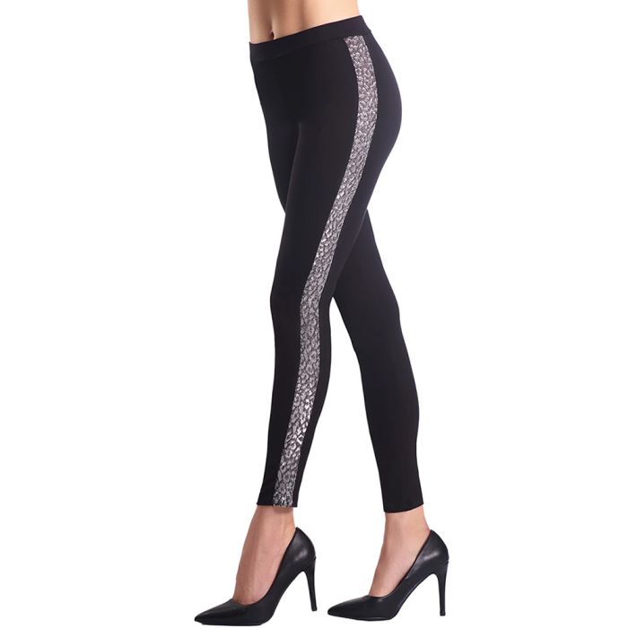 LEGGINGS DONNA 390F CON FIANCO ANIMALIER ROSSOPORPORA main product photo