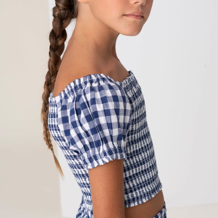 BLUSA CORTA STAMPA VICHY 6198 PER RAGAZZA MAYORAL main product photo
