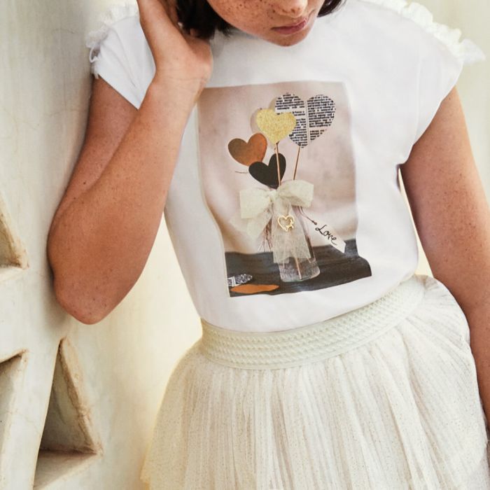 T-SHIRT MANICA CORTA CON TULLE 6043 PER RAGAZZA MAYORAL main product photo
