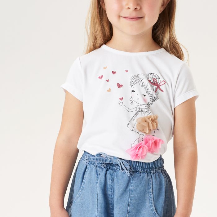 T-SHIRT MANICA CORTA CON APPLICAZIONI 4.6333 BAMBINA IDO main product photo