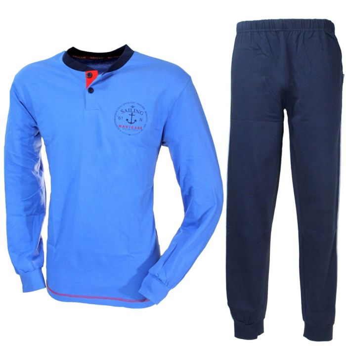PIGIAMA MANICA E PANTALONE LUNGO DI COTONE 141430 UOMO NAVIGARE main product photo