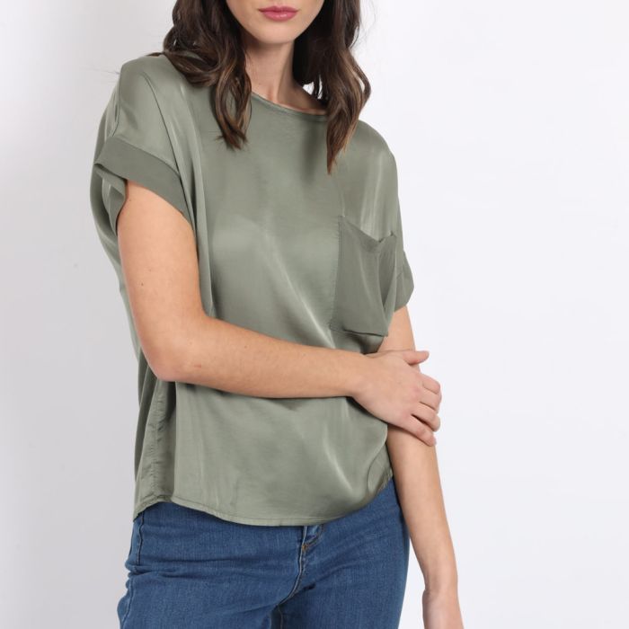 BLUSA CON TASCHINA IN VISCOSA F9428BU DONNA SUSY MIX main product photo
