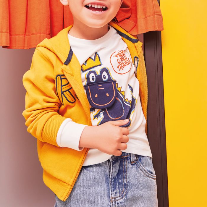 FELPA APERTA CON CAPPUCCIO 4A471 BAMBINO IDO main product photo